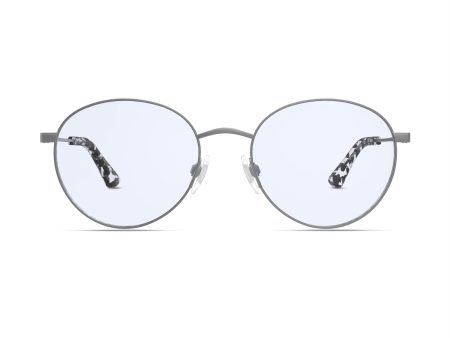 The Studio Blue Light Glasses in Matte Silver with Black Tortoise Tips Supply