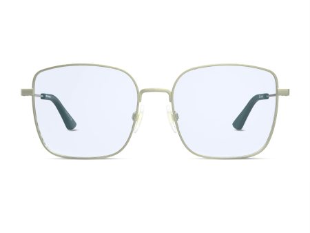 The Atrium Blue Light Glasses in Matte Gold with Green Tips Online now