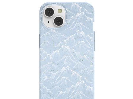 Powder Blue Snowy Mountains iPhone 14 Case Hot on Sale