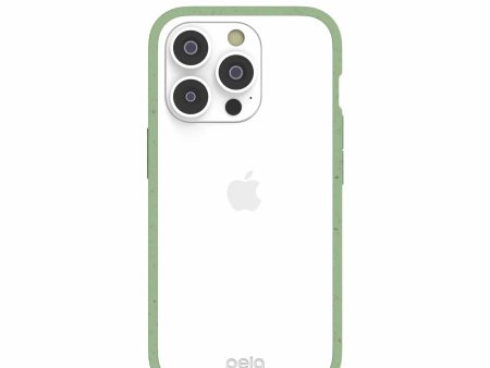 Clear iPhone 14 Pro Case with Sage Green Ridge Fashion