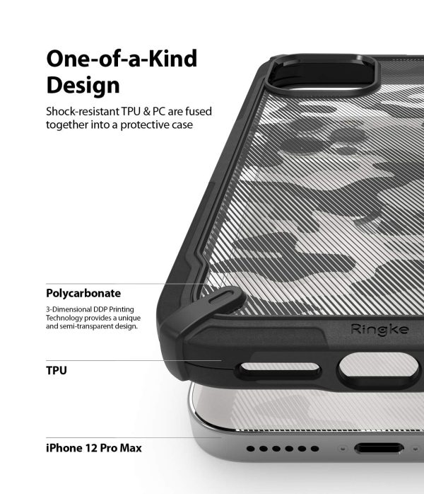 iPhone 12 Pro Max Back Cover Case | Fusion X Design - Camo Black Fashion