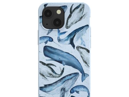 Powder Blue Whales iPhone 13 Mini Case For Sale