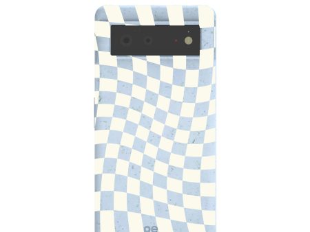 Powder Blue Warped Checkers Google Pixel 6 Case Online Sale