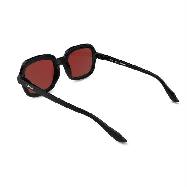 Montenegro Squares Sunglasses in Black with Red Lens For Cheap