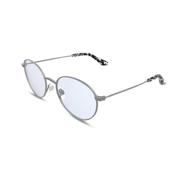 The Studio Blue Light Glasses in Matte Silver with Black Tortoise Tips Supply