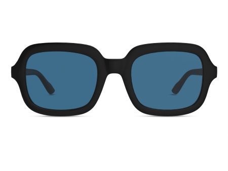 Montenegro Squares Sunglasses in Black with Blue Lens Supply