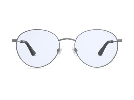 The Studio Blue Light Glasses in Matte Silver with Black Tips For Discount