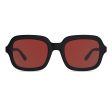 Montenegro Squares Sunglasses in Black with Red Lens For Cheap