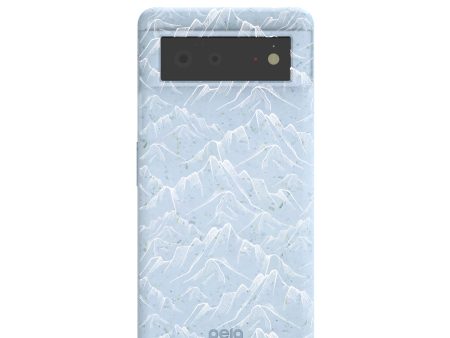 Powder Blue Snowy Mountains Google Pixel 6 Case For Sale