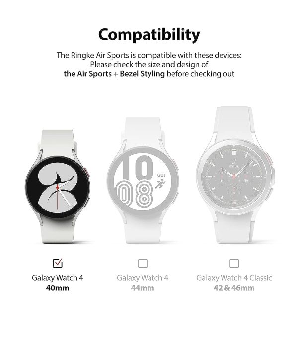 [Air Sports + Bezel Styling] Compatible with Samsung Galaxy Watch 4 40mm - Black   10 on Sale