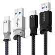 Braided Nylon Smart Fish Data Charging Cable USB C to USB A [1.2M] Black + Gray (2 Pack) Hot on Sale