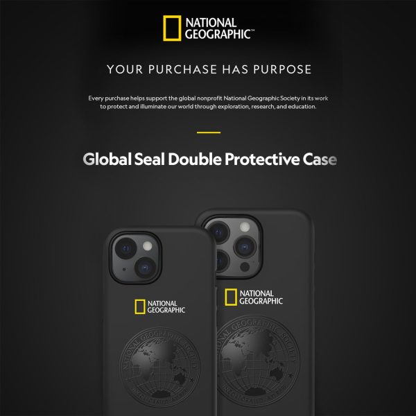 Nat Geo iPhone 15 Plus Back Cover Case | Global Seal Double Protective - Black Hot on Sale