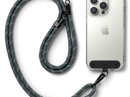 Adjustable Crossbody Polyester Rope Lanyard (Holder Link Strap) - Charcoal & Gray Discount