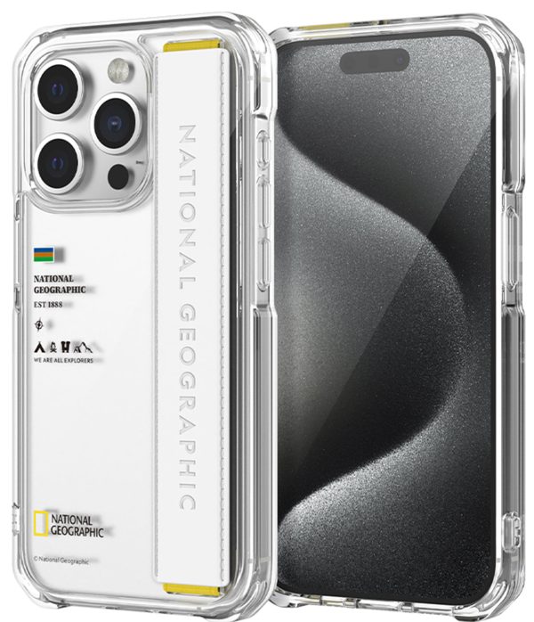 Nat Geo iPhone 15 Pro Back Cover Case | Strap - Clear White Online now