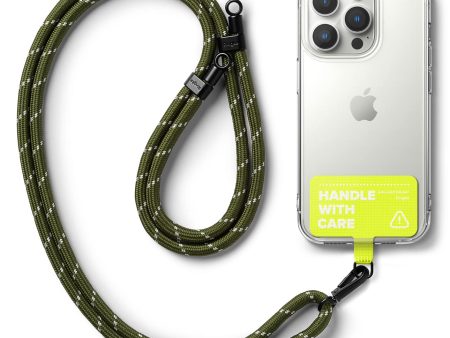 Ringke Holder Link Strap with Neon Green Tarpaulin Tag - Khaki & White Online