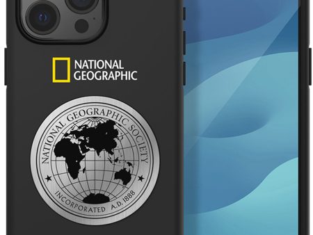 Nat Geo iPhone 15 Pro Back Cover Case | Metal Deco Hard Shell - Black Online Sale