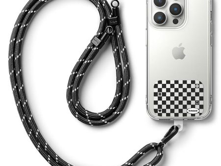 Holder Link Strap with Graphic Design TPU Tag | Checkerboard Black - Black & White Online