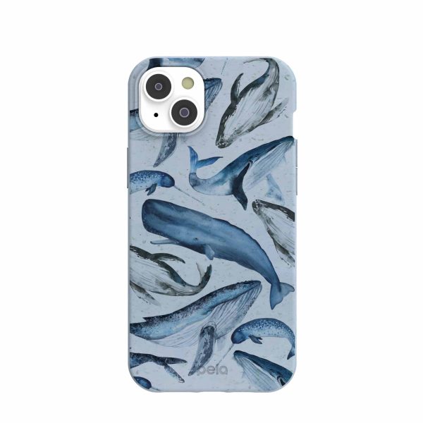 Powder Blue Whales iPhone 14 Plus Case Supply