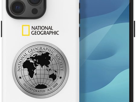 Nat Geo iPhone 15 Pro Max Back Cover Case | Metal Deco Hard Shell - White Online Sale