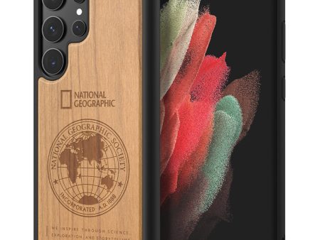 Nat Geo Galaxy S23 Ultra Back Cover Case |Nature Wood Case (Big Logo & Global Seal)-Cherrywood (Global Seal) For Discount