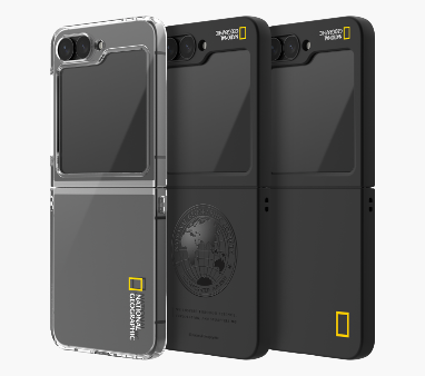 Nat Geo Galaxy Z Flip 6 Back Cover Case | Front Glass Slim Fit Case - Yellow Border (Black) For Discount