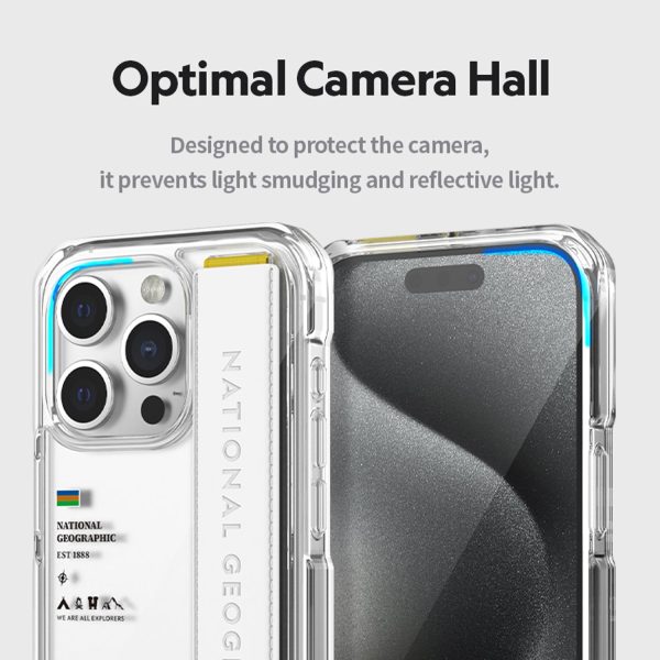 Nat Geo iPhone 15 Pro Back Cover Case | Strap - Clear White Online now