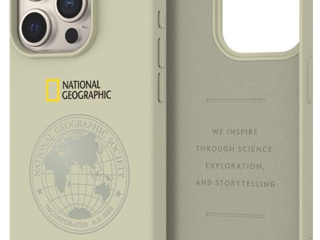 Nat Geo iPhone 15 Pro Max Back Cover Case | Soft - Global Seal (Beige) For Sale