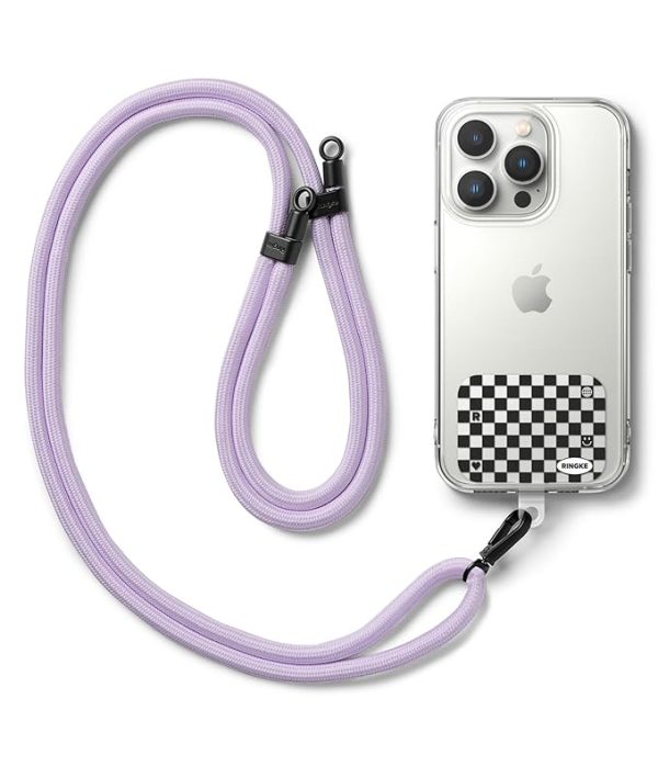 Holder Link Strap with Graphic Design TPU Tag | Checkerboard Black - Purple Sale