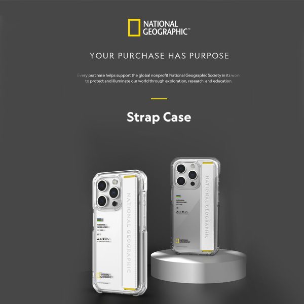 Nat Geo iPhone 15 Pro Back Cover Case | Strap - Clear White Online now