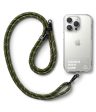 Adjustable Crossbody Polyester Rope Lanyard (Holder Link Strap with Clear TPU Tag) - Khaki & White Sale