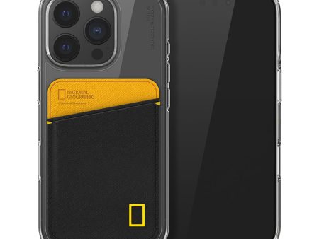 Nat Geo iPhone 16 Pro Back Cover Case | Card Pocket V2 - Yellow & Black Hot on Sale