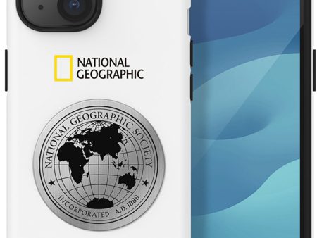 Nat Geo iPhone 15 Back Cover Case | Metal Deco Hard Shell - White Online