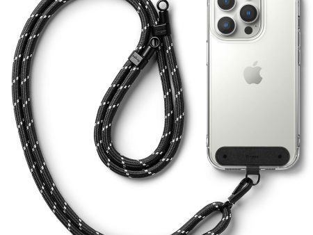 Adjustable Crossbody Polyester Rope Lanyard (Holder Link Strap)  - Black & White For Cheap