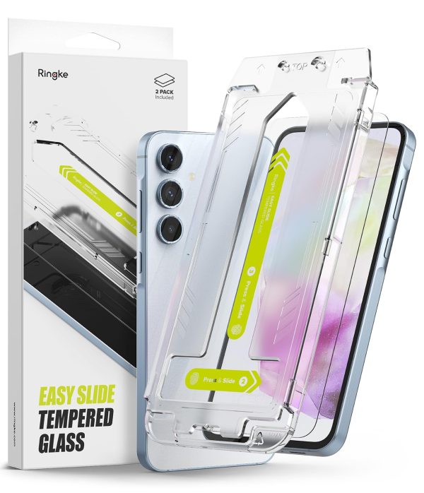 Galaxy A35 Tempered Glass Screen Protector Guard | Easy Slide Transparent - 2 Pack (with Installation Tool) Online