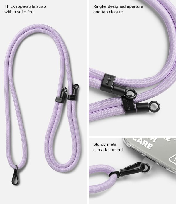 Adjustable Crossbody Polyester Rope Lanyard (Holder Link Strap with Clear TPU Tag) - Purple Fashion