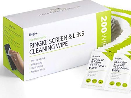 Ringke Screen and Lens Cleaning Wipes, 200 (50 x 4 Pack) For Sale