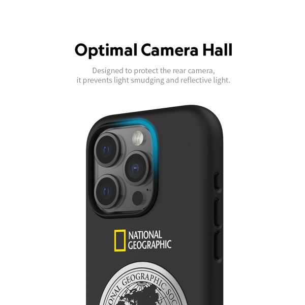 Nat Geo iPhone 15 Pro Back Cover Case | Metal Deco Hard Shell - Black Online Sale