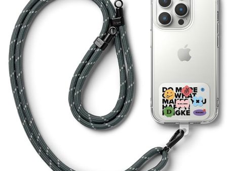 Holder Link Strap with Graphic Design TPU Tag | Lettering Patch - Charcoal & Gray Hot on Sale