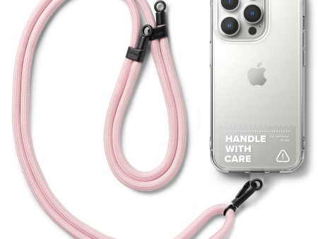 Adjustable Crossbody Polyester Rope Lanyard (Holder Link Strap with Clear TPU Tag) - Pink For Sale