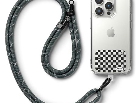 Holder Link Strap with Graphic Design TPU Tag | Checkerboard Black - Charcoal & Gray Online Sale