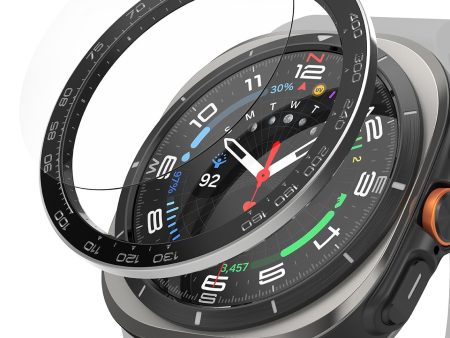 Samsung Galaxy Watch Ultra 7 47mm Bezel Styling With Screen Protector Tempered Glass - Black (47-98) For Cheap