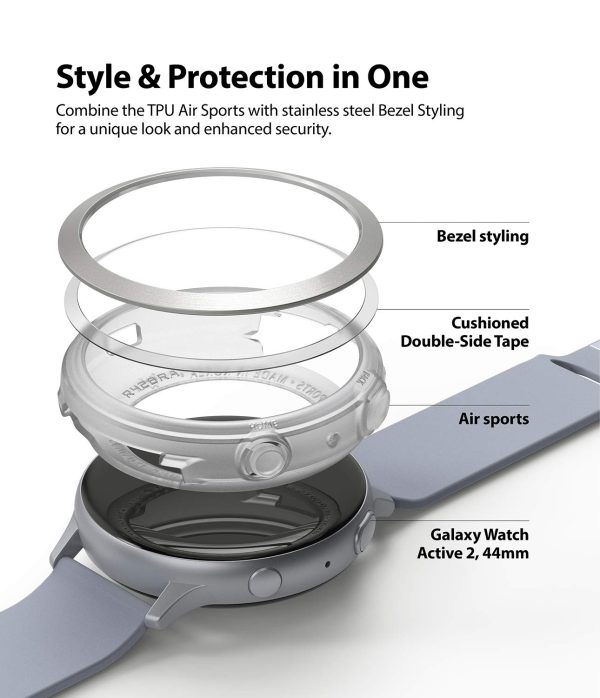 Air Sports + Bezel Styling Combo Case Designed for Galaxy Watch Active 2 44mm - Matte Clear   20 Fashion