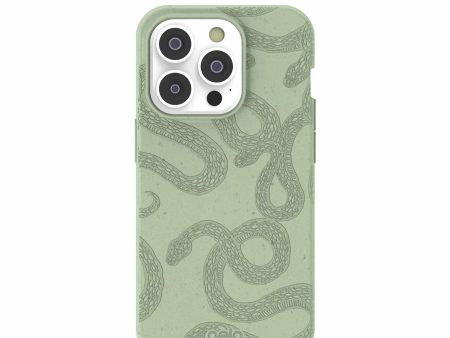 Sage Green Snaky iPhone 14 Pro Case Online now