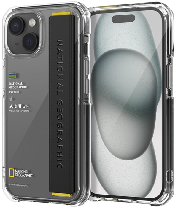 Nat Geo iPhone 15 Back Cover Case | Strap - Clear Black Sale