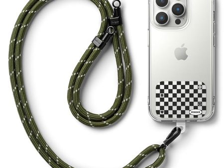 Holder Link Strap with Graphic Design TPU Tag | Checkerboard Black - Khaki & White Sale