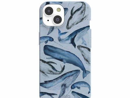 Powder Blue Whales iPhone 14 Case For Cheap