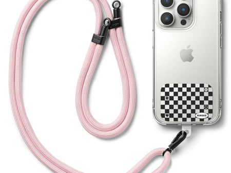 Holder Link Strap with Graphic Design TPU Tag | Checkerboard Black - Pink Hot on Sale