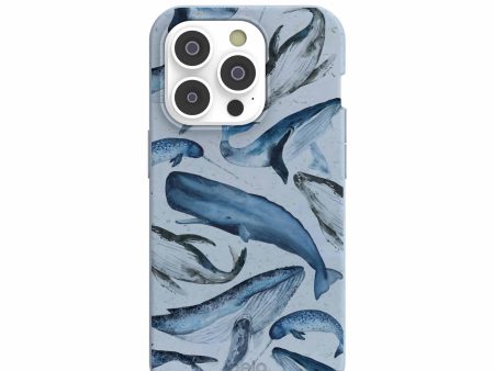 Powder Blue Whales iPhone 14 Pro Case For Discount