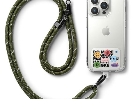 Holder Link Strap with Graphic Design TPU Tag | Lettering Patch - Khaki & White Online Sale