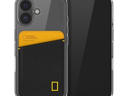 Nat Geo iPhone 16 Back Cover Case | Card Pocket V2 - Yellow & Black For Discount